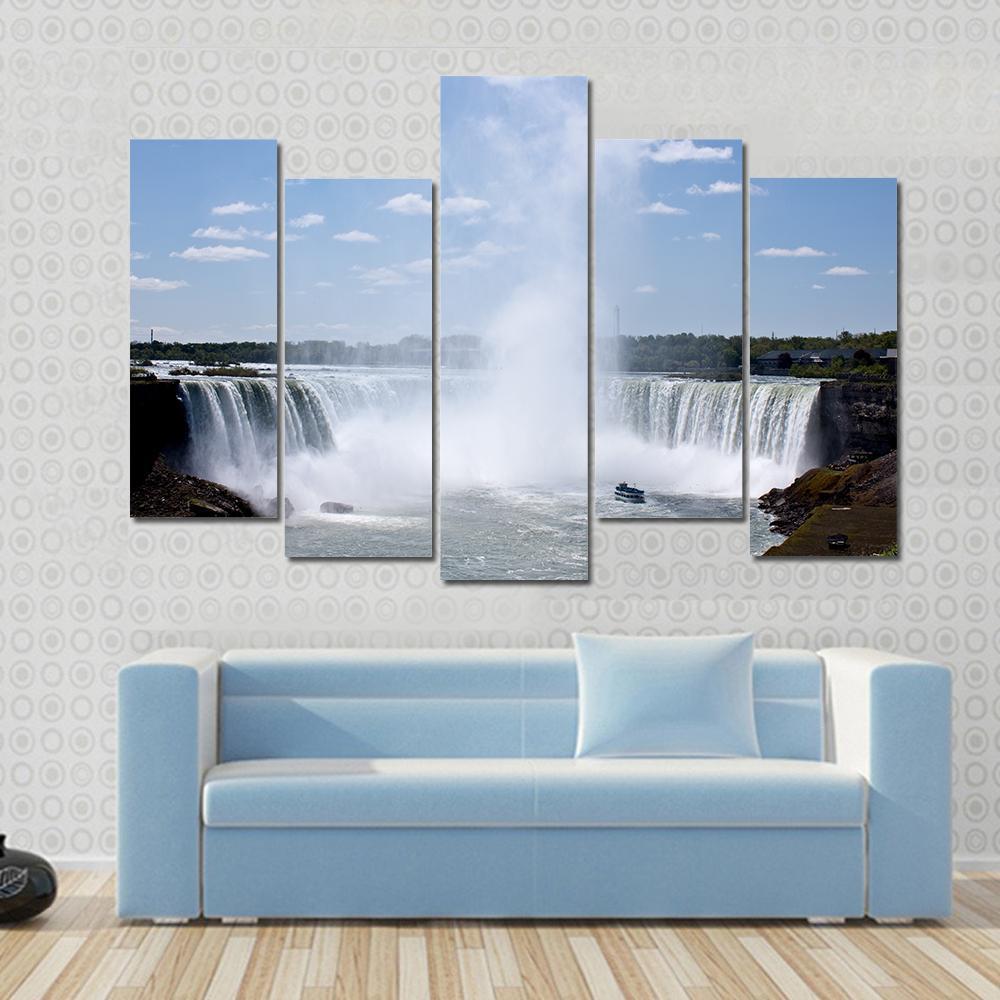 Niagara Falls Horseshoe Fall Canvas Wall Art-5 Pop-Gallery Wrap-47" x 32"-Tiaracle