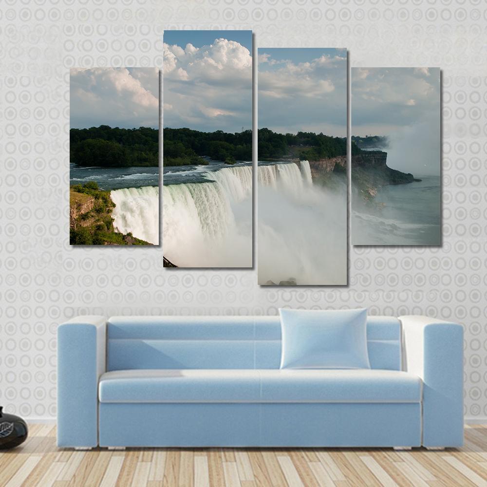 Niagara Falls From US Side Canvas Wall Art-4 Pop-Gallery Wrap-50" x 32"-Tiaracle