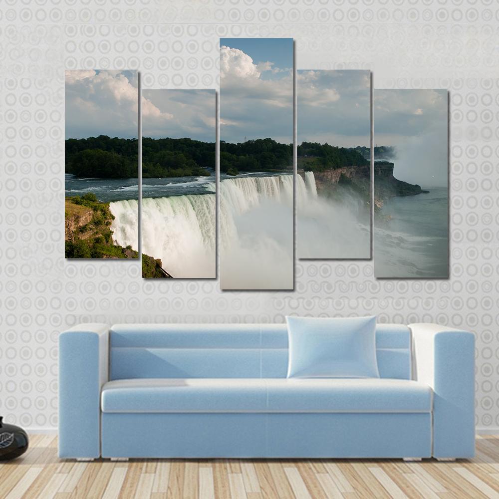 Niagara Falls From US Side Canvas Wall Art-5 Pop-Gallery Wrap-47" x 32"-Tiaracle