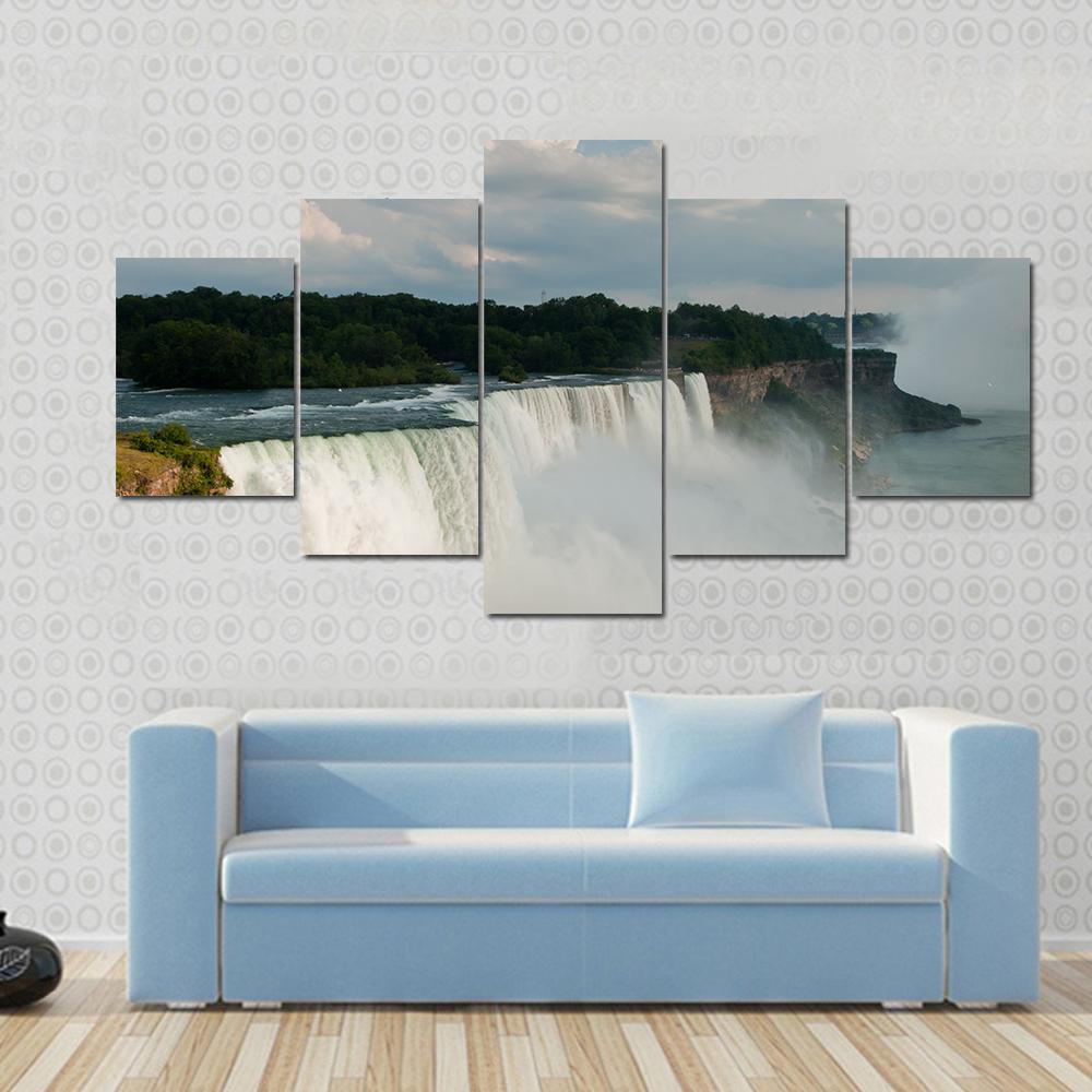 Niagara Falls From US Side Canvas Wall Art-5 Star-Gallery Wrap-62" x 32"-Tiaracle