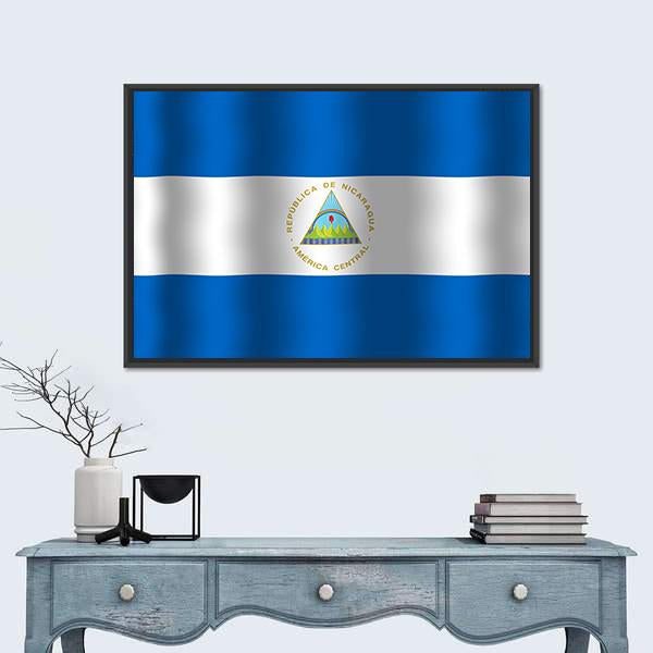 Nicaragua Flag Canvas Wall Art-1 Piece-Floating Frame-24" x 16"-Tiaracle