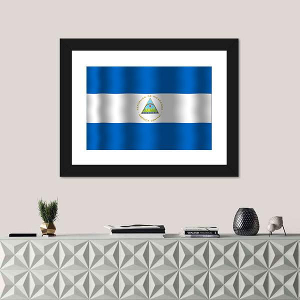 Nicaragua Flag Canvas Wall Art-1 Piece-Framed Print-20" x 16"-Tiaracle