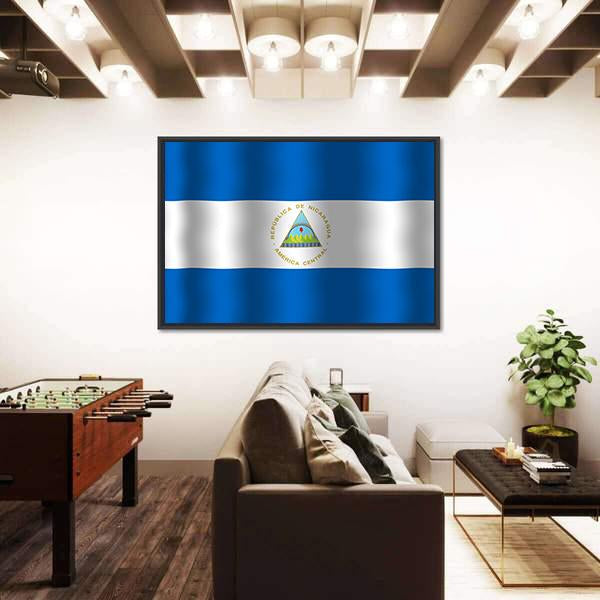Nicaragua Flag Canvas Wall Art-3 Horizontal-Gallery Wrap-25" x 16"-Tiaracle