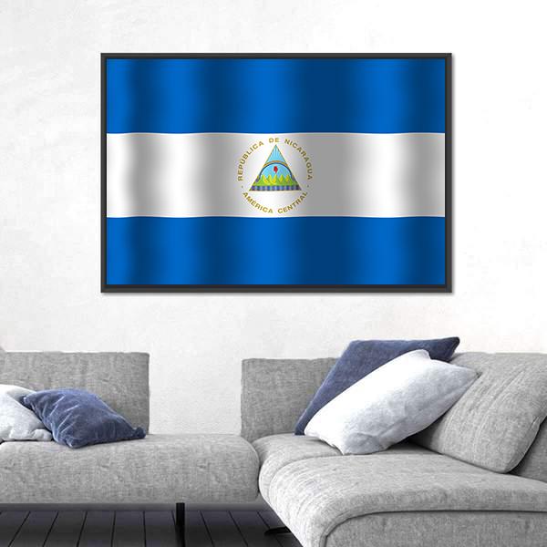 Nicaragua Flag Canvas Wall Art-3 Horizontal-Gallery Wrap-25" x 16"-Tiaracle