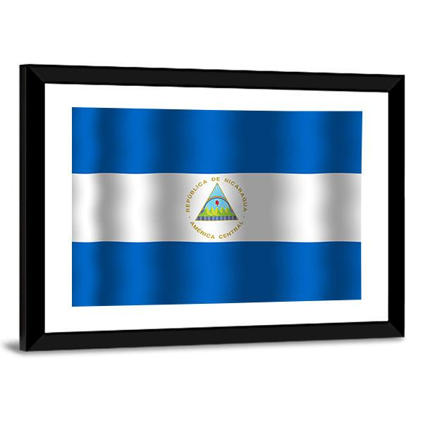 Nicaragua Flag Canvas Wall Art-3 Horizontal-Gallery Wrap-25" x 16"-Tiaracle