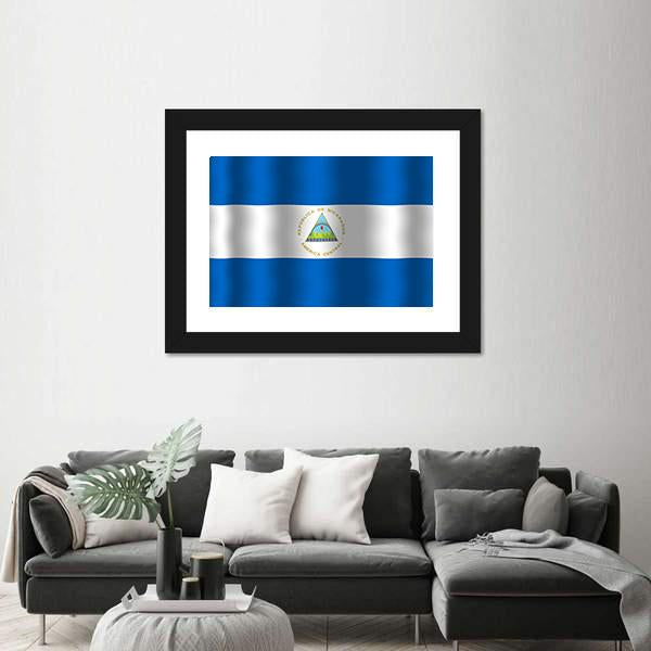 Nicaragua Flag Canvas Wall Art-3 Horizontal-Gallery Wrap-25" x 16"-Tiaracle