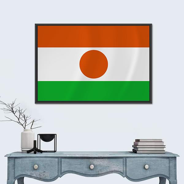 Niger Waving Flag Canvas Wall Art-1 Piece-Floating Frame-24" x 16"-Tiaracle