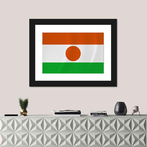 Niger Waving Flag Canvas Wall Art-1 Piece-Framed Print-20" x 16"-Tiaracle
