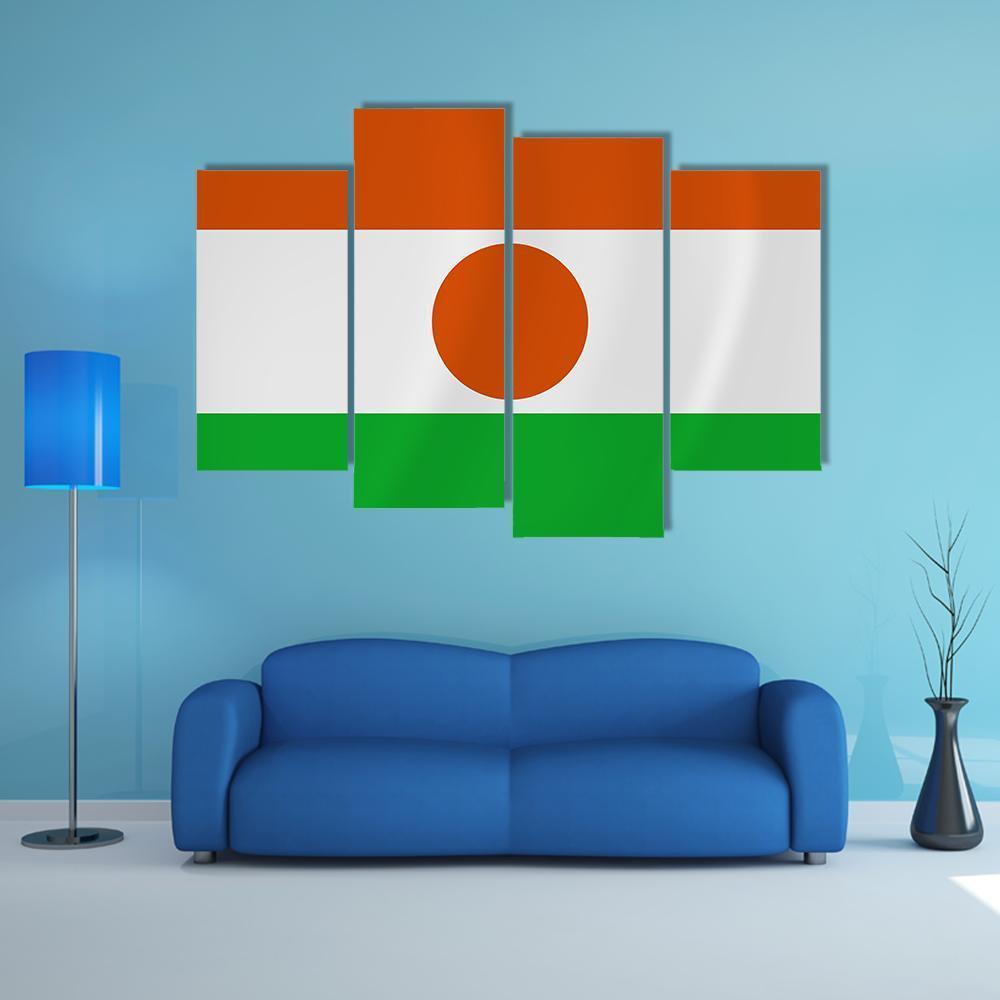 Niger Waving Flag Canvas Wall Art-4 Pop-Gallery Wrap-50" x 32"-Tiaracle