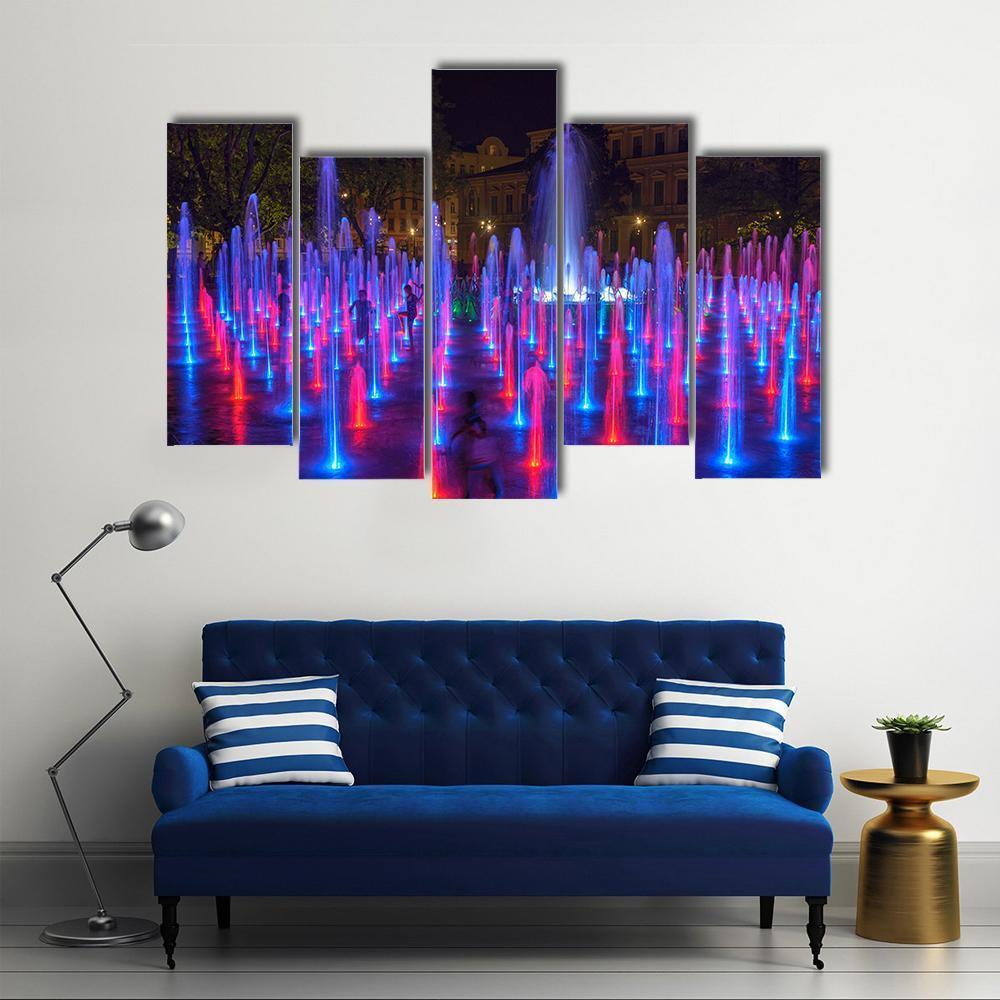Vivid Color Fountain Water Canvas Wall Art-5 Pop-Gallery Wrap-47" x 32"-Tiaracle