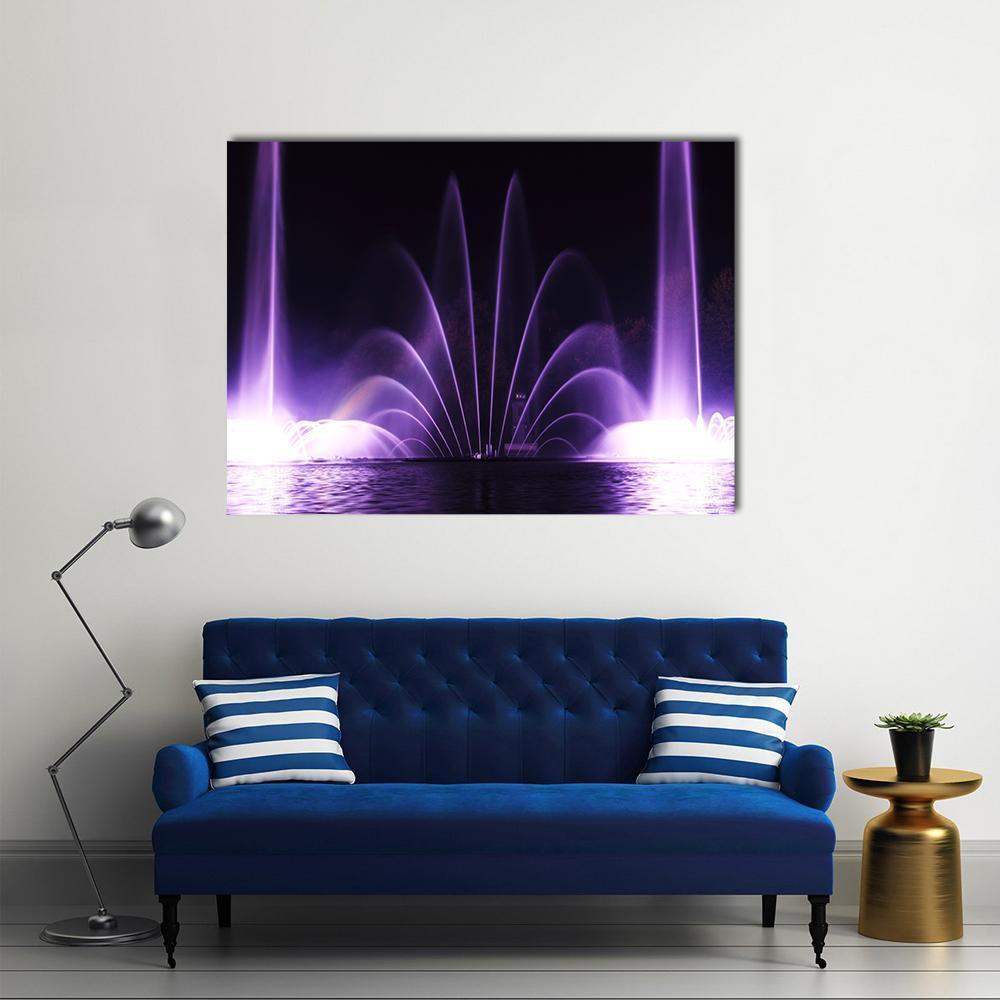 Purple Fountains In Vinnitsa Canvas Wall Art-1 Piece-Gallery Wrap-48" x 32"-Tiaracle