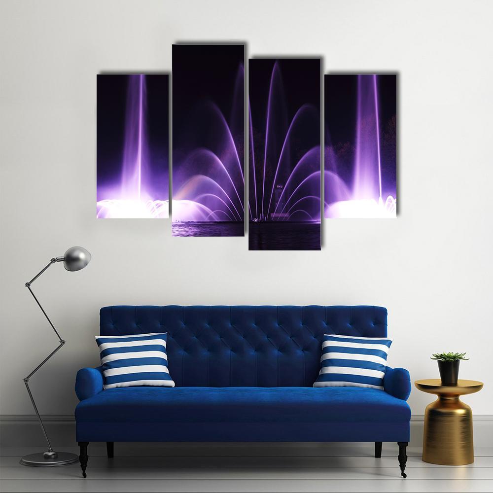 Purple Fountains In Vinnitsa Canvas Wall Art-4 Pop-Gallery Wrap-50" x 32"-Tiaracle