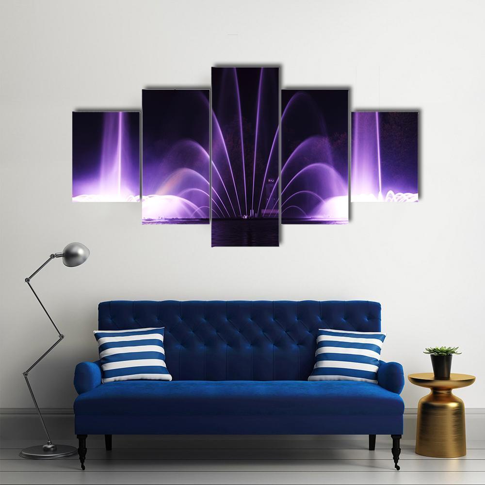 Purple Fountains In Vinnitsa Canvas Wall Art-5 Star-Gallery Wrap-62" x 32"-Tiaracle