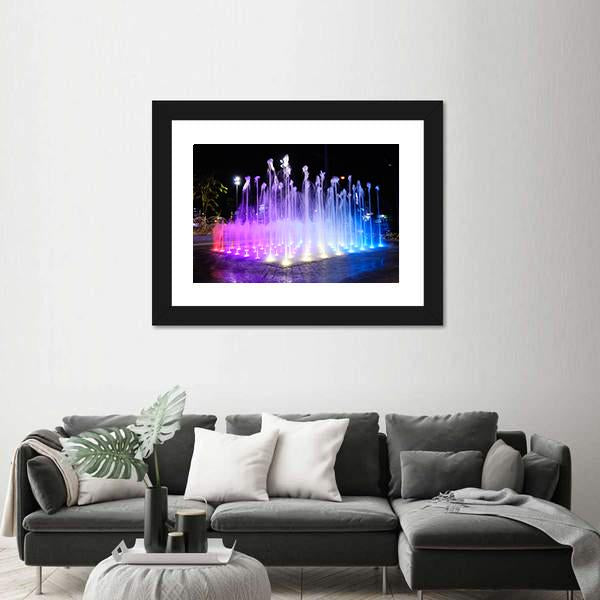 Night Musical Fountains Canvas Wall Art-3 Horizontal-Gallery Wrap-25" x 16"-Tiaracle