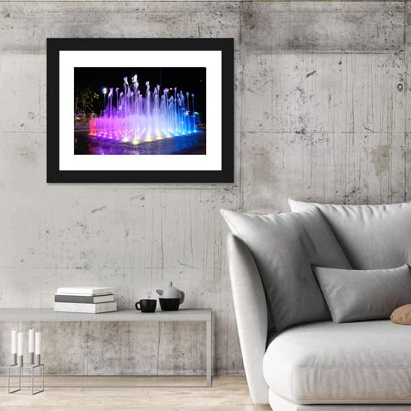 Night Musical Fountains Canvas Wall Art-3 Horizontal-Gallery Wrap-25" x 16"-Tiaracle