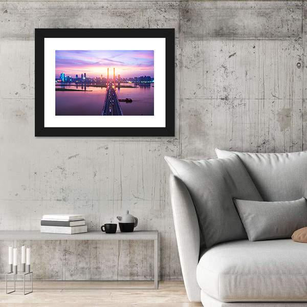 Night Of Modern Bridge Canvas Wall Art-3 Horizontal-Gallery Wrap-25" x 16"-Tiaracle