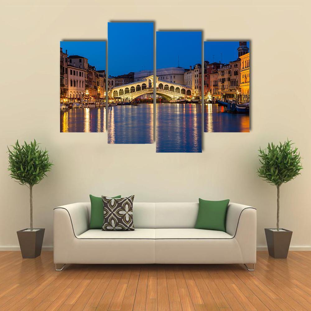 Rialto Bridge Italy Canvas Wall Art-4 Pop-Gallery Wrap-50" x 32"-Tiaracle