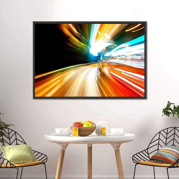 Night Traffic Blur Motion Canvas Wall Art-3 Horizontal-Gallery Wrap-25" x 16"-Tiaracle