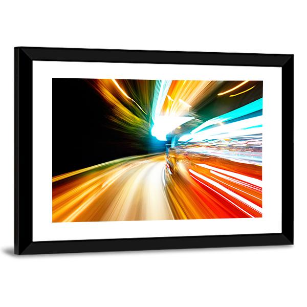 Night Traffic Blur Motion Canvas Wall Art-3 Horizontal-Gallery Wrap-25" x 16"-Tiaracle