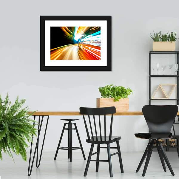 Night Traffic Blur Motion Canvas Wall Art-3 Horizontal-Gallery Wrap-25" x 16"-Tiaracle