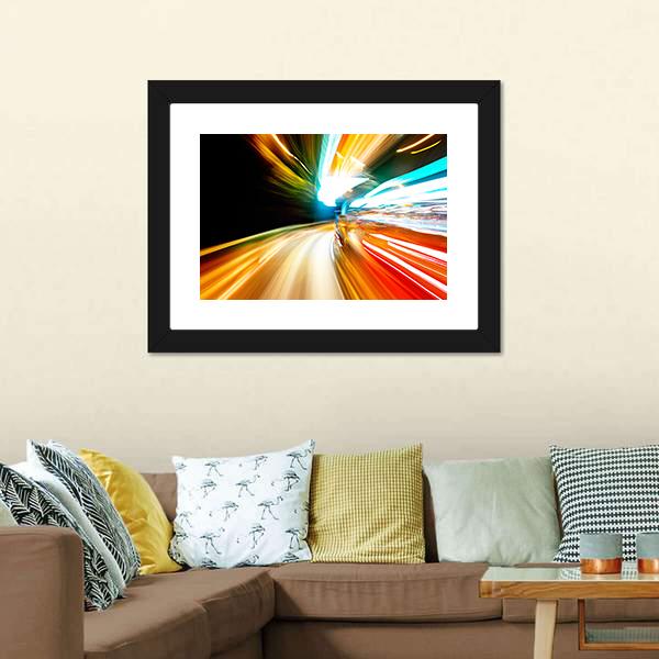 Night Traffic Blur Motion Canvas Wall Art-3 Horizontal-Gallery Wrap-25" x 16"-Tiaracle