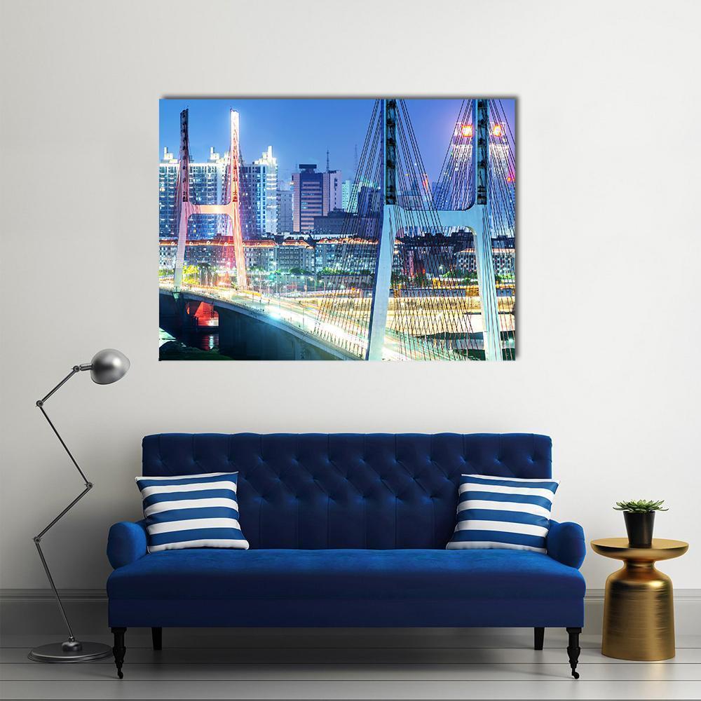 The Bridge In Shanghai Canvas Wall Art-1 Piece-Gallery Wrap-48" x 32"-Tiaracle