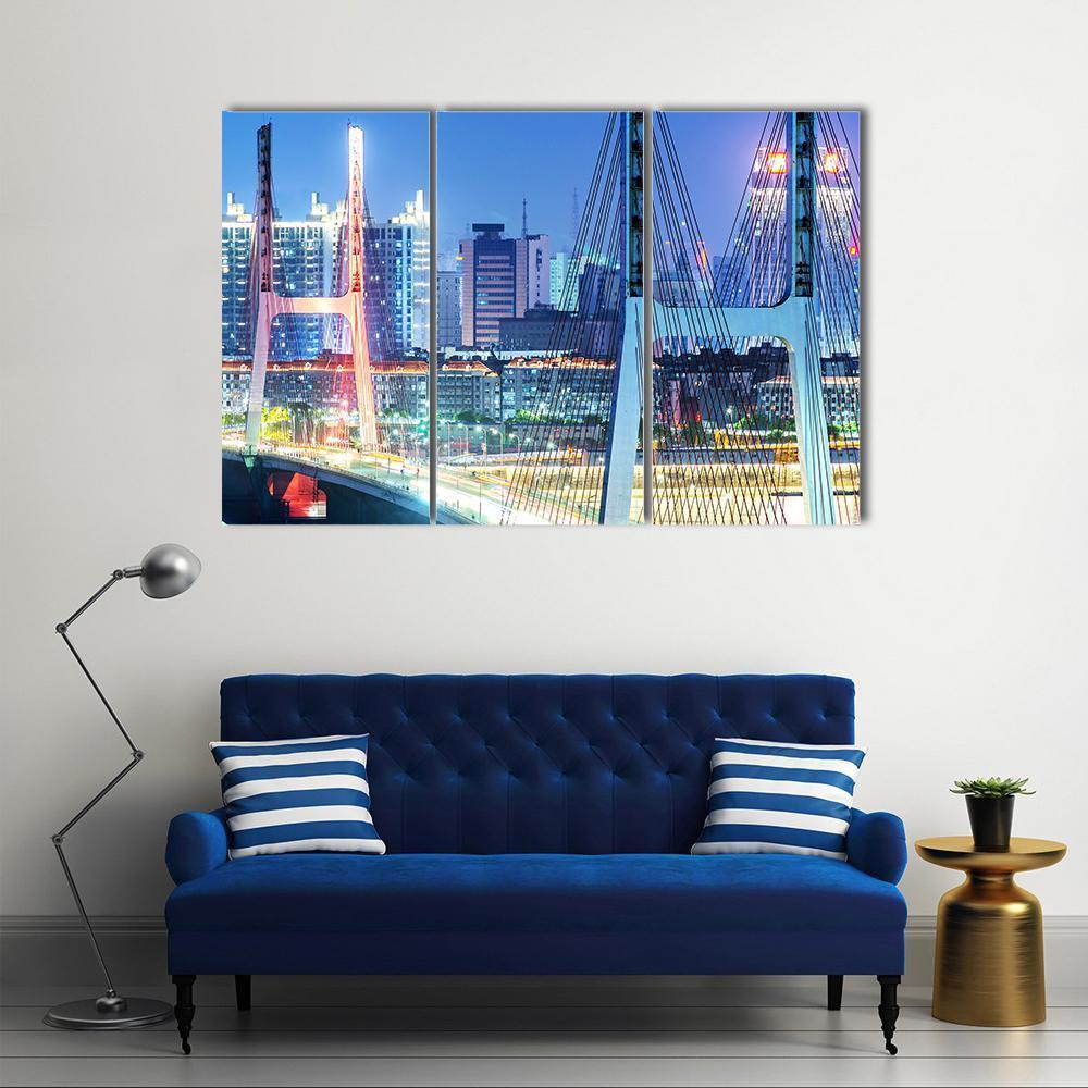 The Bridge In Shanghai Canvas Wall Art-3 Horizontal-Gallery Wrap-37" x 24"-Tiaracle