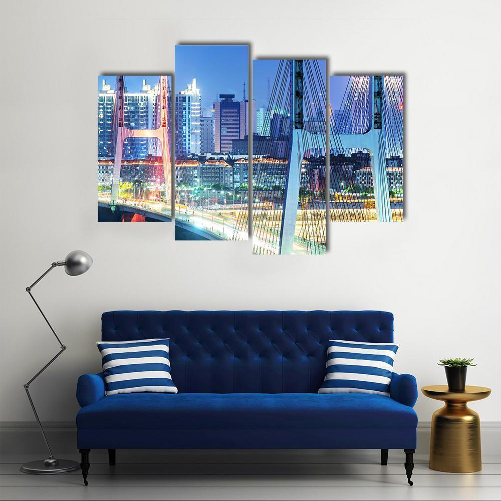 The Bridge In Shanghai Canvas Wall Art-4 Pop-Gallery Wrap-50" x 32"-Tiaracle