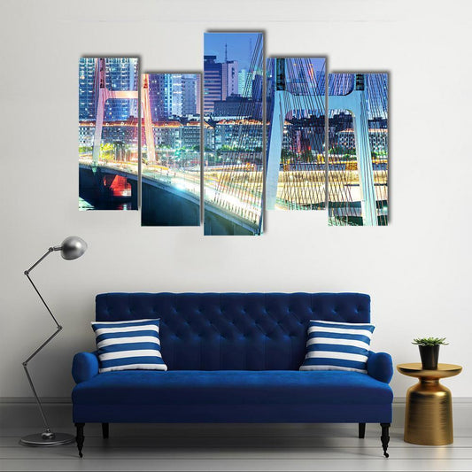 The Bridge In Shanghai Canvas Wall Art-5 Pop-Gallery Wrap-47" x 32"-Tiaracle