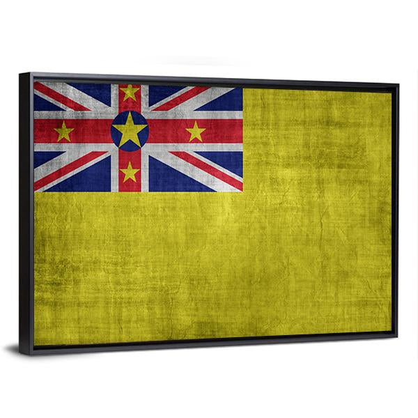 Niue Flag Canvas Wall Art-3 Horizontal-Gallery Wrap-25" x 16"-Tiaracle