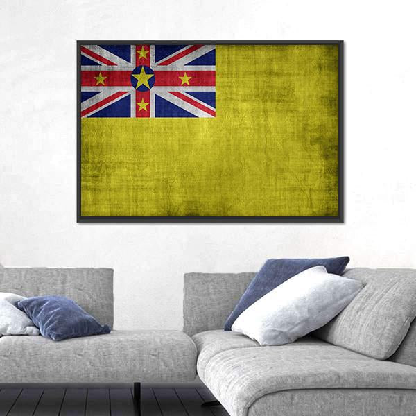 Niue Flag Canvas Wall Art-3 Horizontal-Gallery Wrap-25" x 16"-Tiaracle