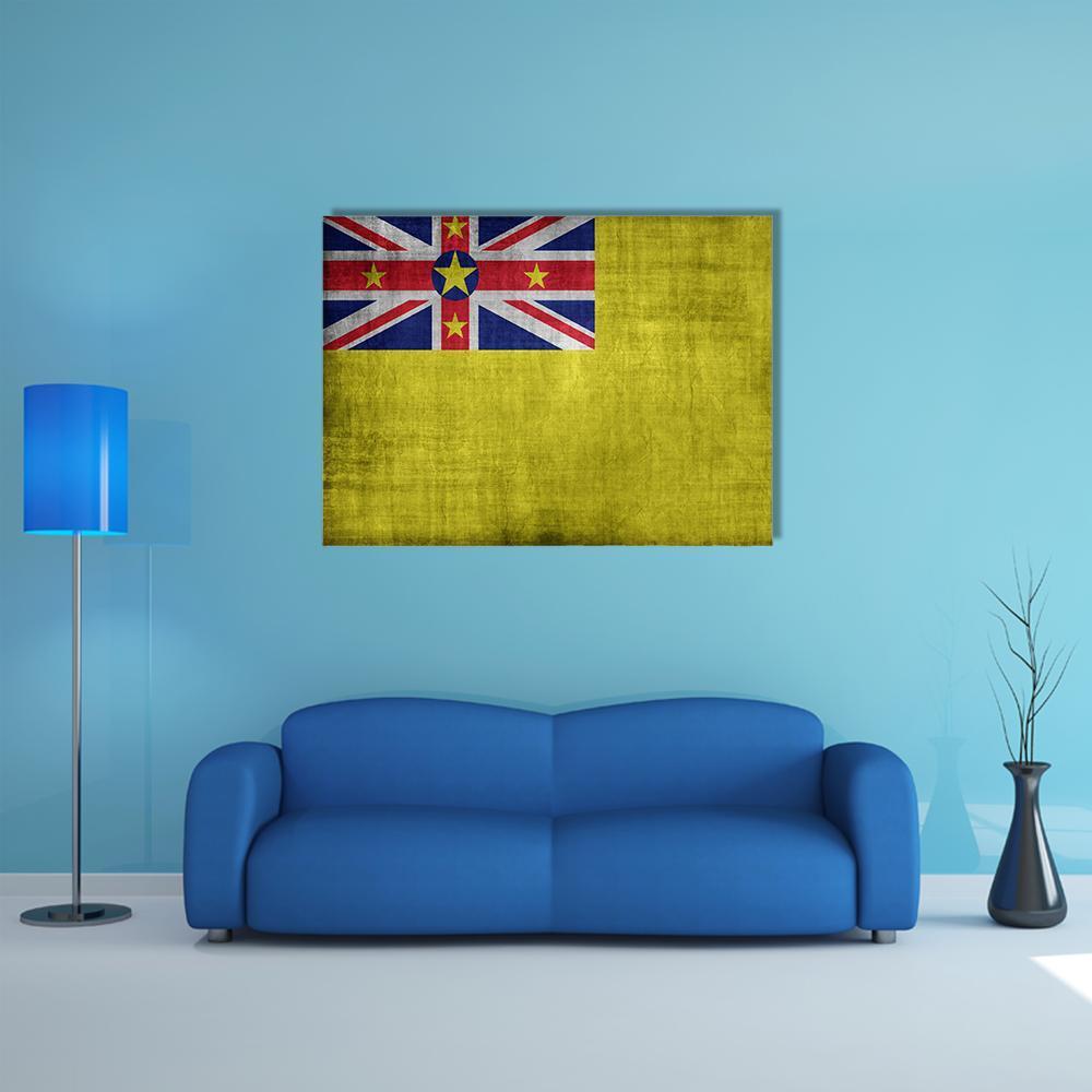 Niue Flag Canvas Wall Art-1 Piece-Gallery Wrap-48" x 32"-Tiaracle