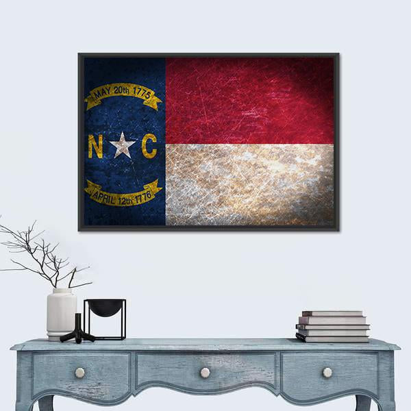 North Carolina Flag Canvas Wall Art-1 Piece-Floating Frame-24" x 16"-Tiaracle
