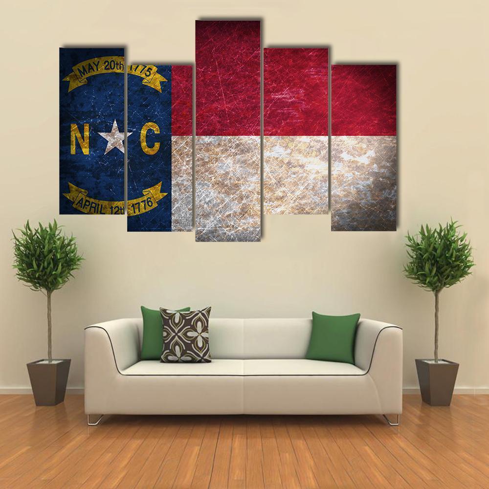 North Carolina Flag Canvas Wall Art-5 Pop-Gallery Wrap-47" x 32"-Tiaracle