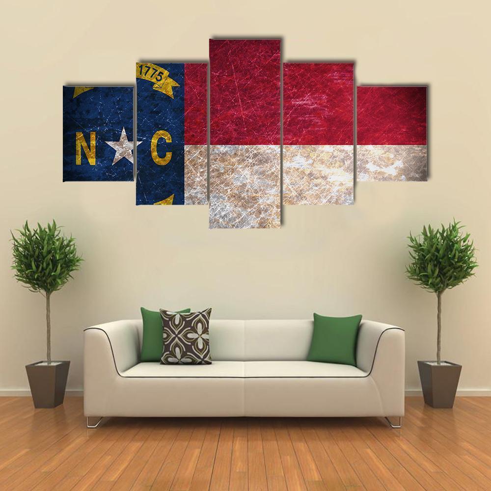 North Carolina Flag Canvas Wall Art-5 Star-Gallery Wrap-62" x 32"-Tiaracle