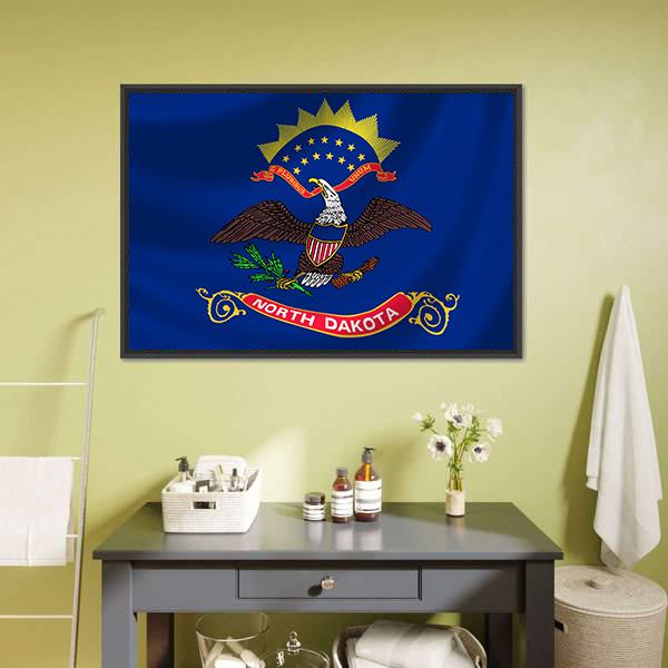 North Dakota Flag Canvas Wall Art-1 Piece-Floating Frame-24" x 16"-Tiaracle