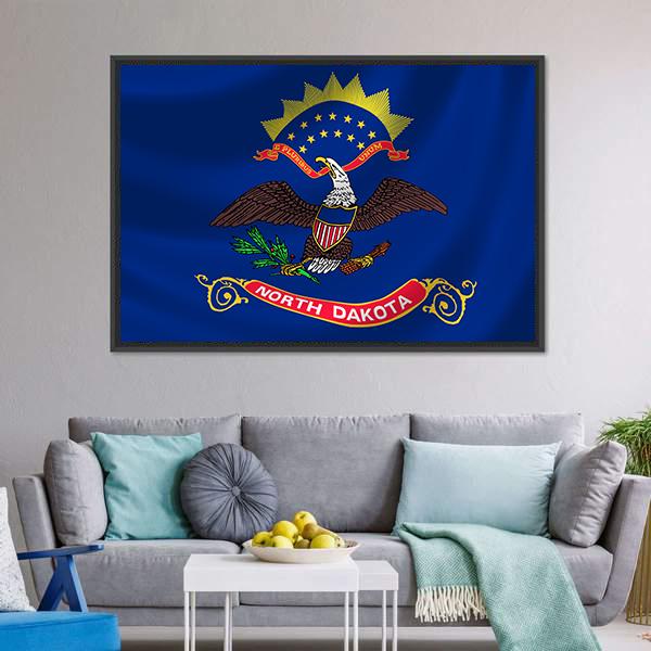 North Dakota Flag Canvas Wall Art-3 Horizontal-Gallery Wrap-25" x 16"-Tiaracle