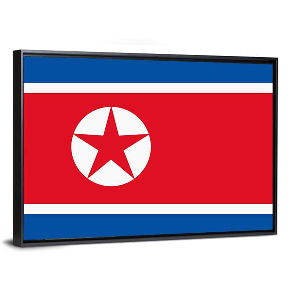 North Korea Flag Canvas Wall Art-3 Horizontal-Gallery Wrap-25" x 16"-Tiaracle
