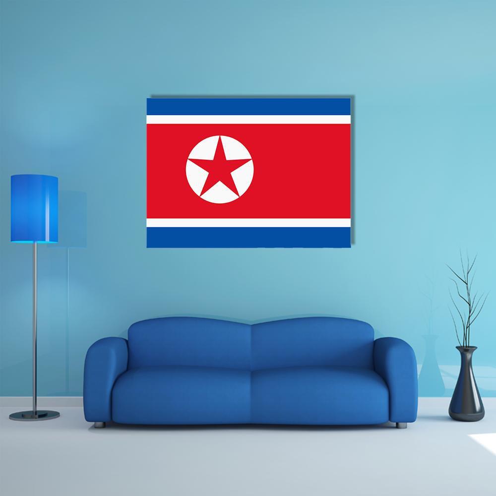 North Korea Flag Canvas Wall Art-1 Piece-Gallery Wrap-48" x 32"-Tiaracle