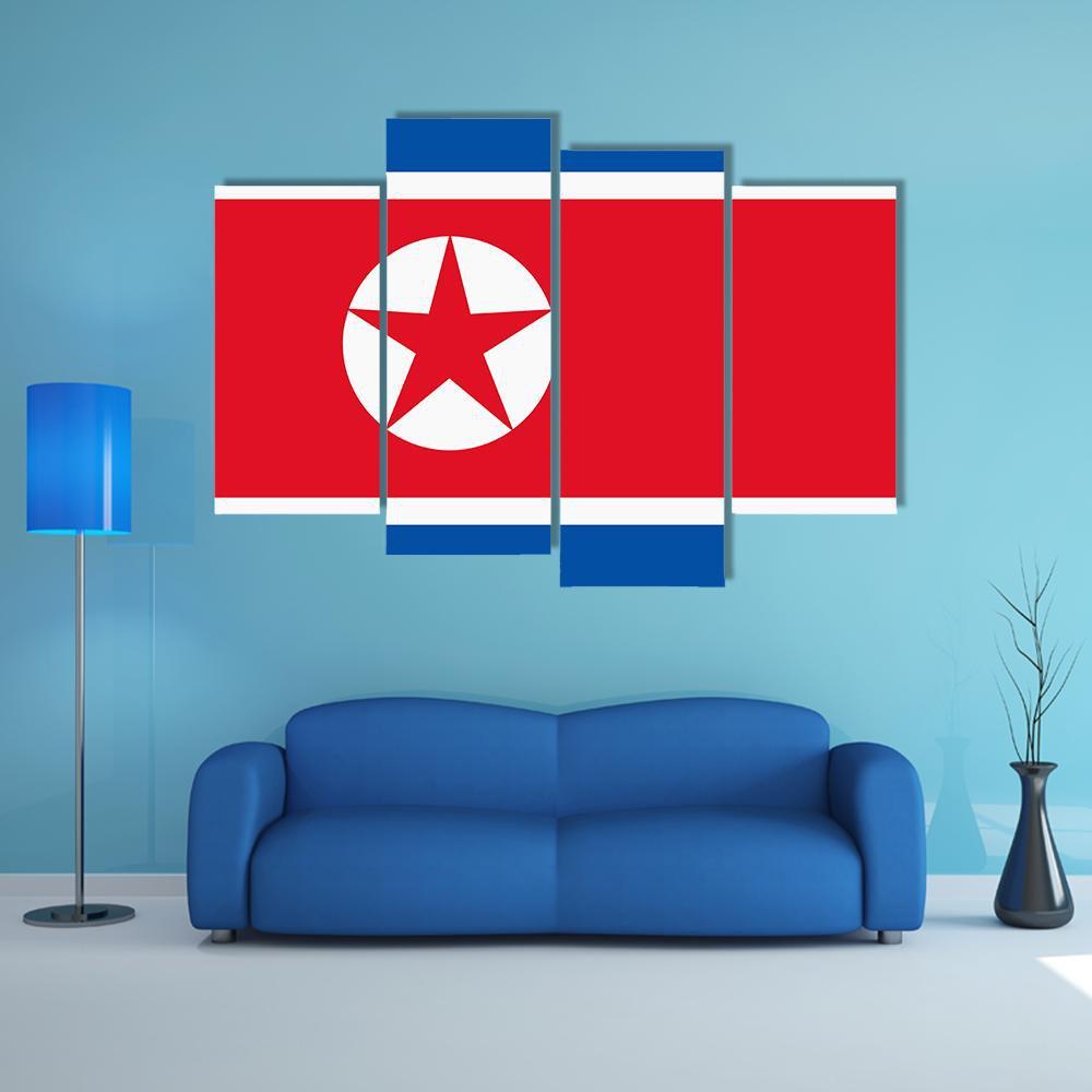 North Korea Flag Canvas Wall Art-4 Pop-Gallery Wrap-50" x 32"-Tiaracle