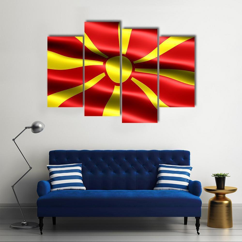 North Macedonia Flag Canvas Wall Art-4 Pop-Gallery Wrap-50" x 32"-Tiaracle