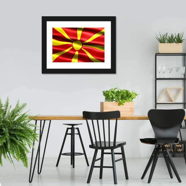 North Macedonia Flag Canvas Wall Art-3 Horizontal-Gallery Wrap-25" x 16"-Tiaracle