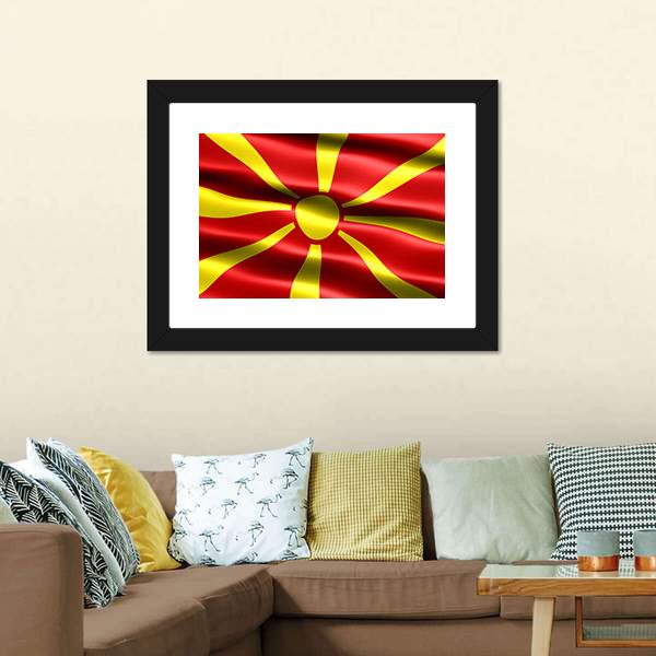 North Macedonia Flag Canvas Wall Art-3 Horizontal-Gallery Wrap-25" x 16"-Tiaracle