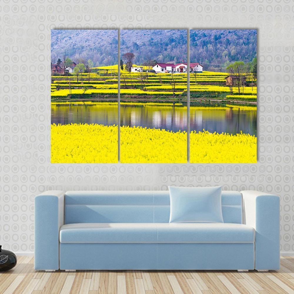 Rural Spring Scenery Canvas Wall Art-3 Horizontal-Gallery Wrap-37" x 24"-Tiaracle