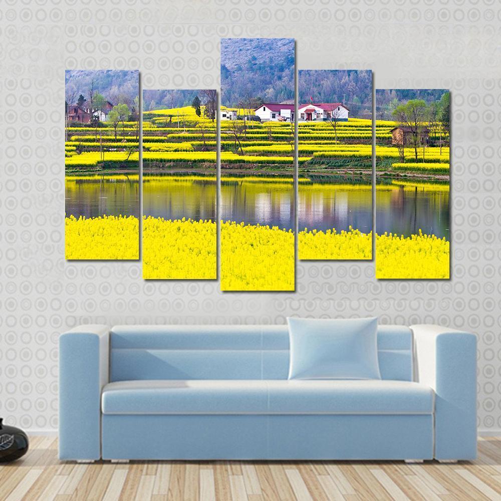 Rural Spring Scenery Canvas Wall Art-5 Pop-Gallery Wrap-47" x 32"-Tiaracle