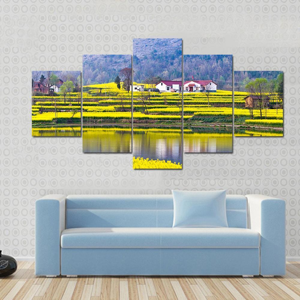 Rural Spring Scenery Canvas Wall Art-5 Star-Gallery Wrap-62" x 32"-Tiaracle