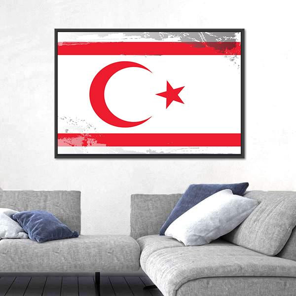 Northern Cyprus Flag Canvas Wall Art-3 Horizontal-Gallery Wrap-25" x 16"-Tiaracle