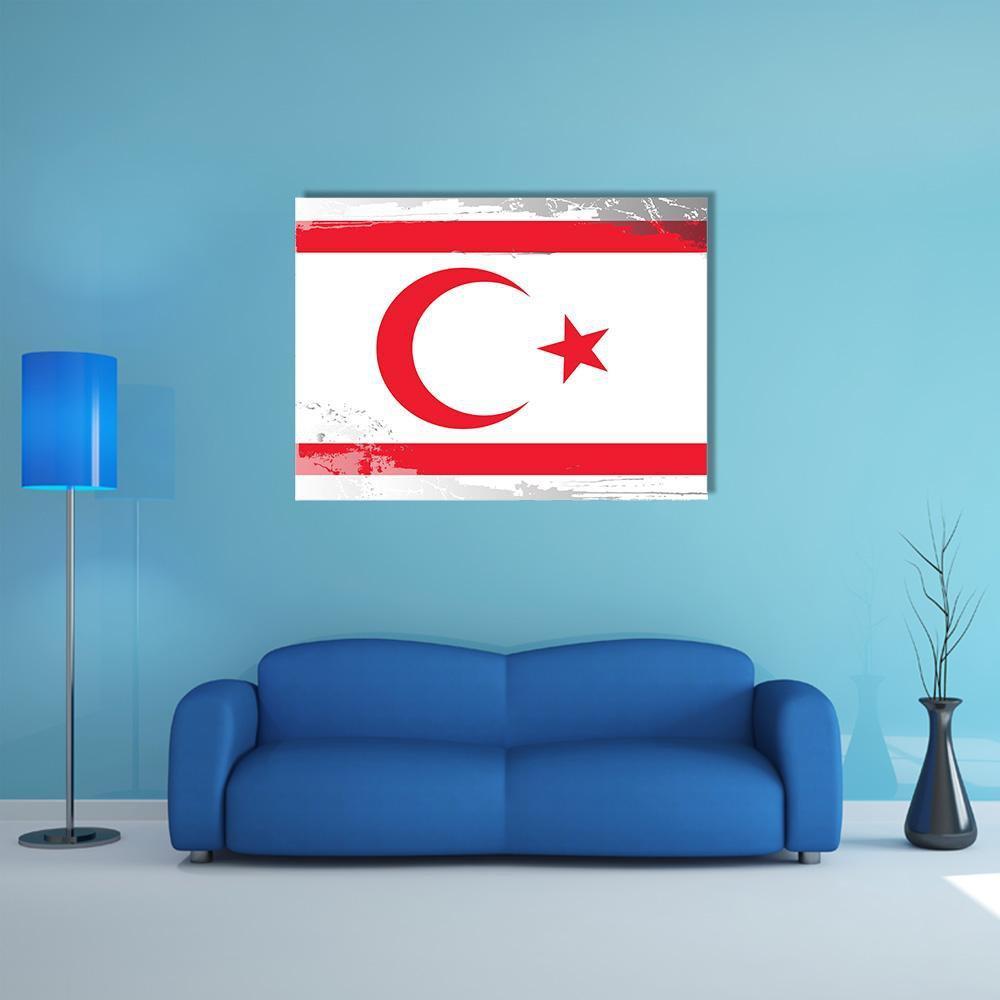 Northern Cyprus Flag Canvas Wall Art-1 Piece-Gallery Wrap-48" x 32"-Tiaracle