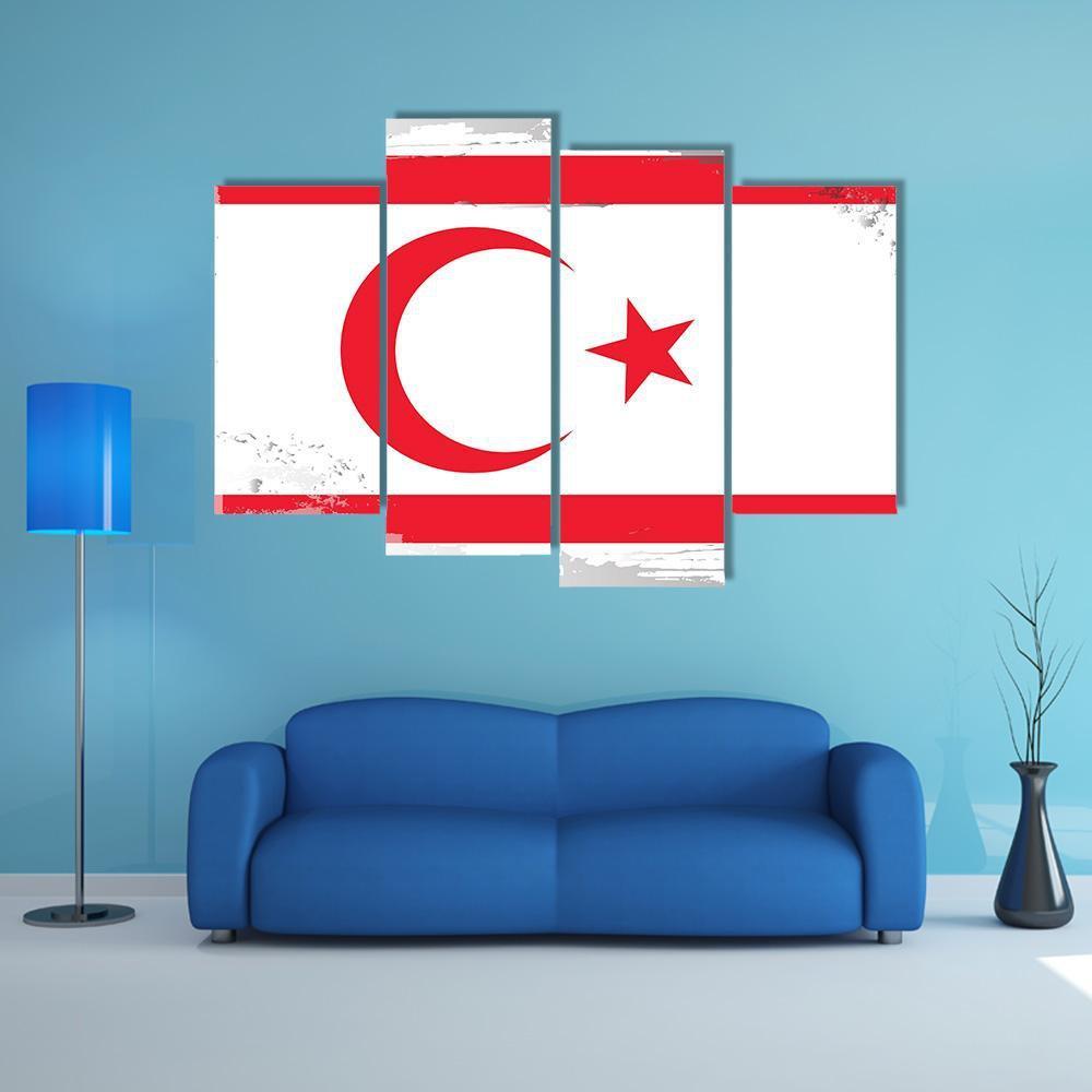 Northern Cyprus Flag Canvas Wall Art-4 Pop-Gallery Wrap-50" x 32"-Tiaracle