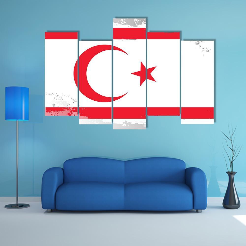 Northern Cyprus Flag Canvas Wall Art-5 Pop-Gallery Wrap-47" x 32"-Tiaracle